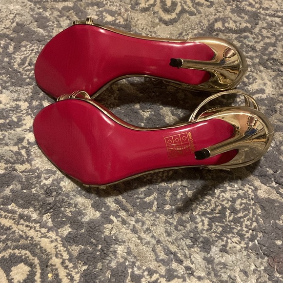 Colour Cherie Gold And Clear Women's Stiletto Heeled Sandals Size 37 - Picture 5 of 8